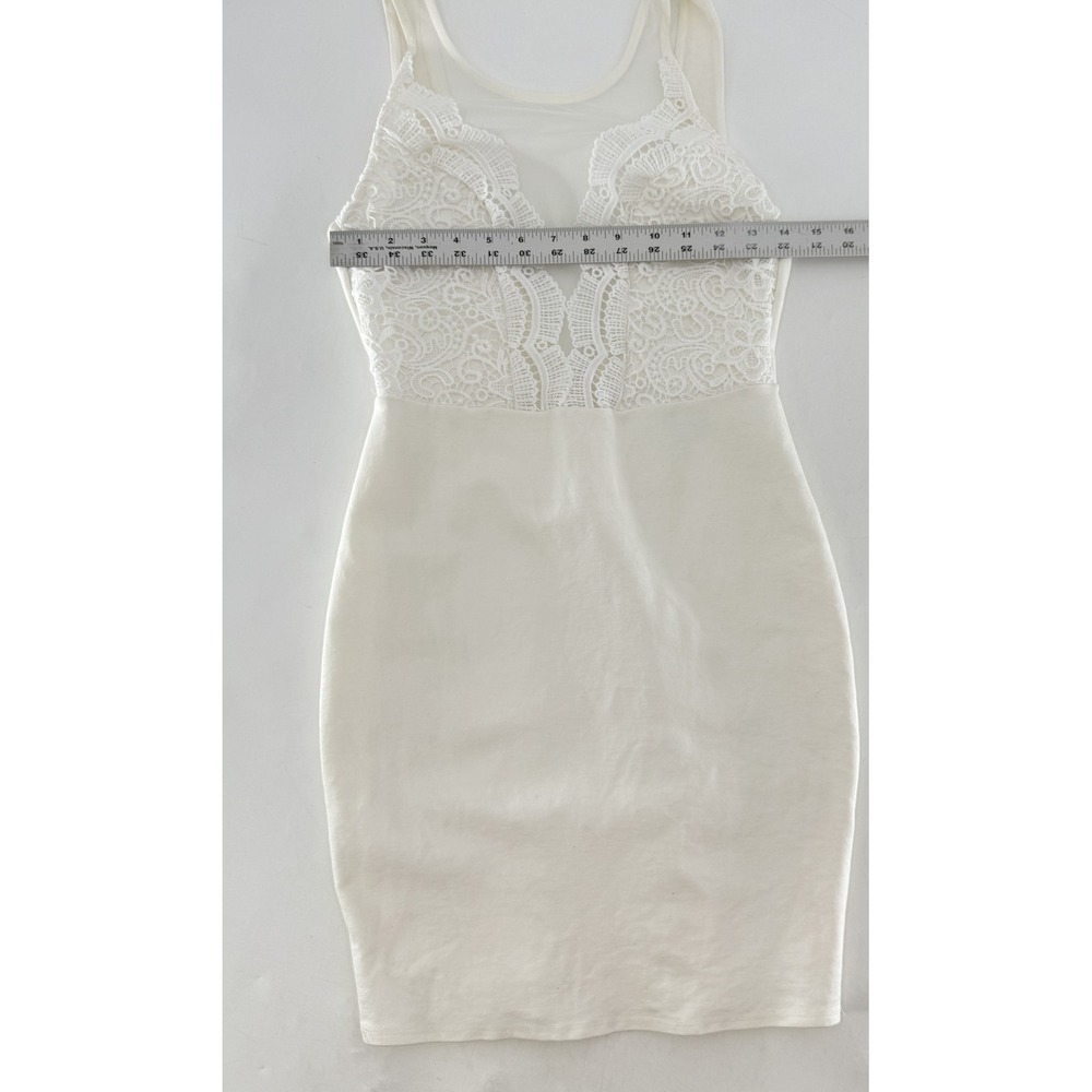 Lulus White Lace Bodycon Sleeveless Sheath Cocktail Party USA Wedding Event - Picture 12 of 14